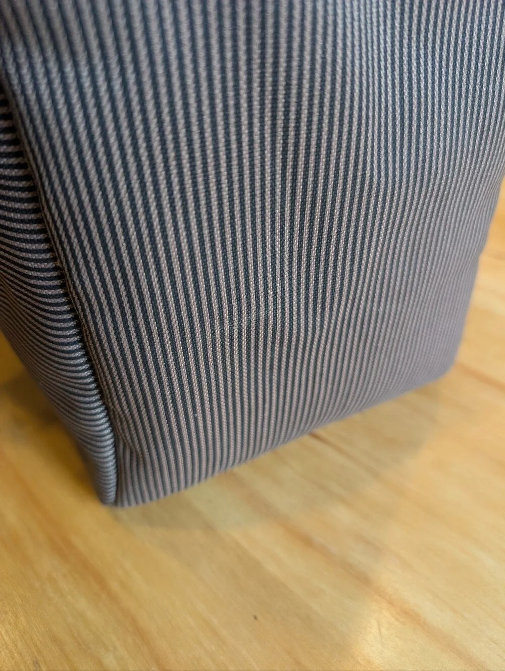 Packapod Brown Pinstripe Backpack with Cream Accessory Pouches